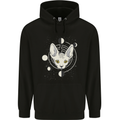 Celestial Cat Moon Phases Childrens Kids Hoodie Black