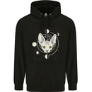 Celestial Cat Moon Phases Childrens Kids Hoodie Black