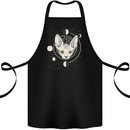Celestial Cat Moon Phases Cotton Apron 100% Organic Black