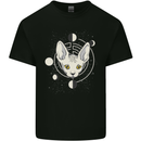 Celestial Cat Moon Phases Mens Cotton T-Shirt Tee Top Black