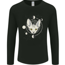 Celestial Cat Moon Phases Mens Long Sleeve T-Shirt Black