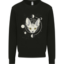 Celestial Cat Moon Phases Mens Sweatshirt Jumper Black