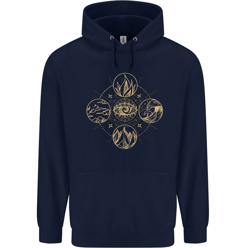 Celestial Elements Astrology Star Sign Childrens Kids Hoodie Navy Blue