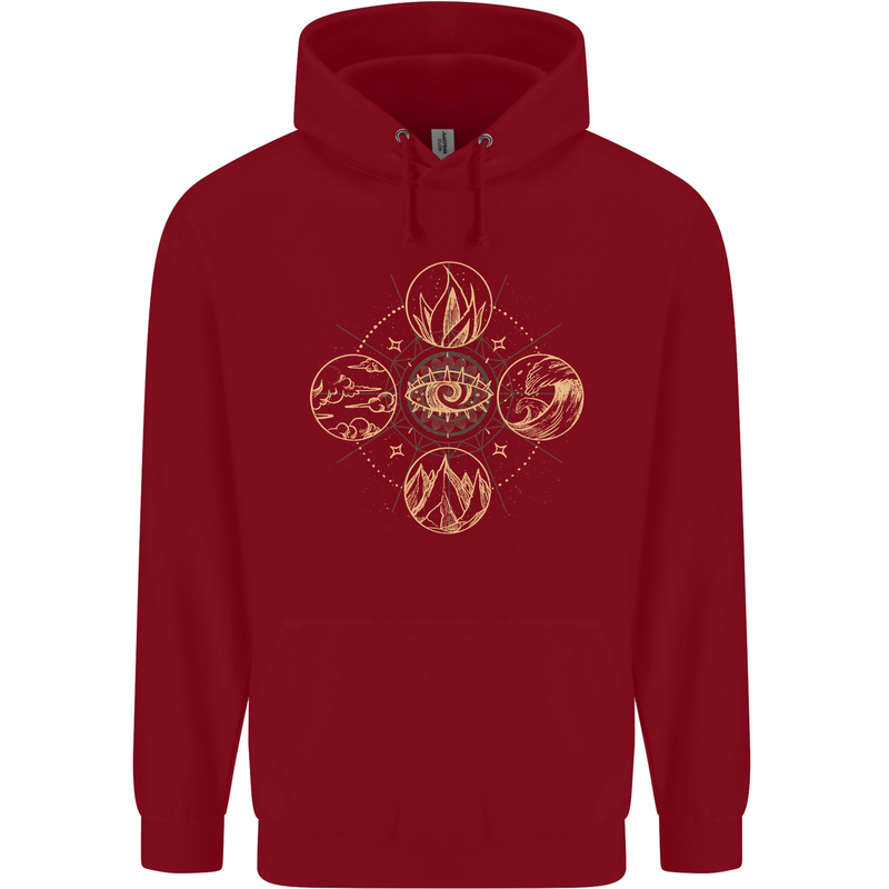 Celestial Elements Astrology Star Sign Childrens Kids Hoodie Red