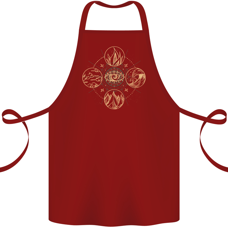 Celestial Elements Astrology Star Sign Cotton Apron 100% Organic Maroon