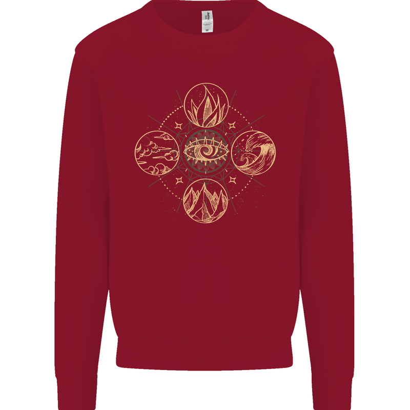 Celestial Elements Astrology Star Sign Kids Sweatshirt Jumper Red