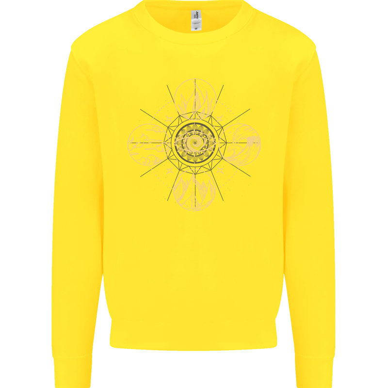 Celestial Elements Astrology Star Sign Kids Sweatshirt Jumper Yellow