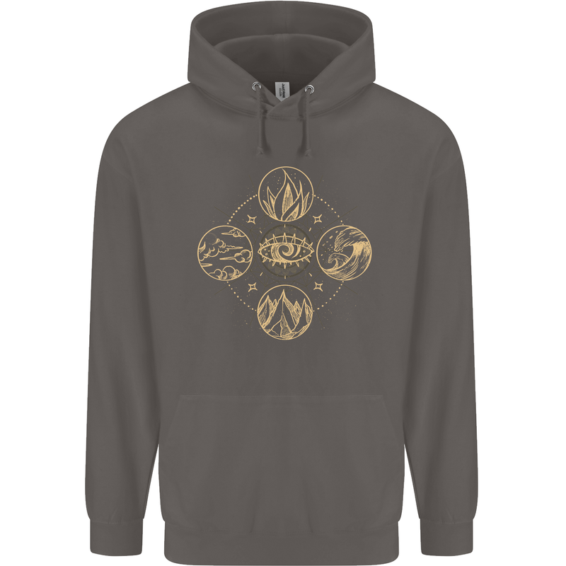 Celestial Elements Astrology Star Sign Mens 80% Cotton Hoodie Charcoal