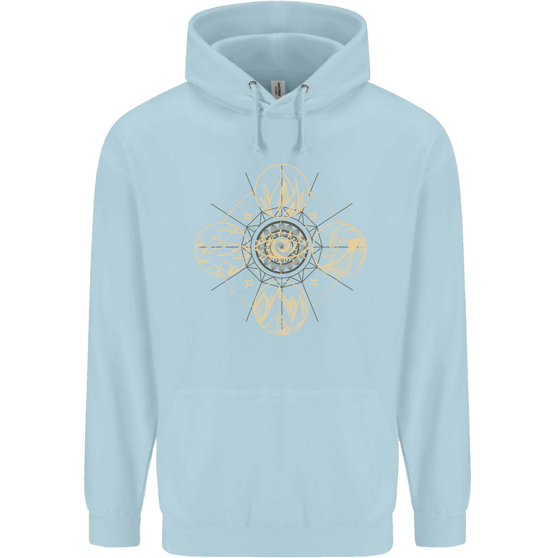Celestial Elements Astrology Star Sign Mens 80% Cotton Hoodie Light Blue