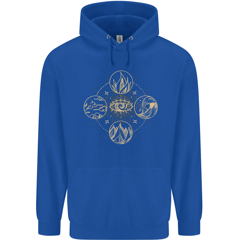 Celestial Elements Astrology Star Sign Mens 80% Cotton Hoodie Royal Blue