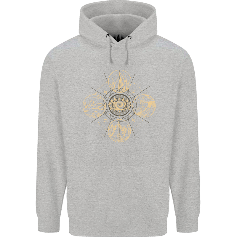 Celestial Elements Astrology Star Sign Mens 80% Cotton Hoodie Sports Grey