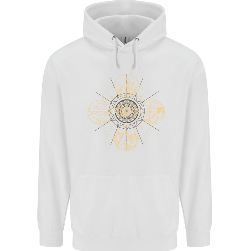 Celestial Elements Astrology Star Sign Mens 80% Cotton Hoodie White