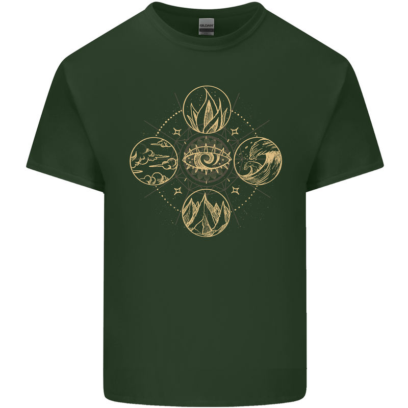 Celestial Elements Astrology Star Sign Mens Cotton T-Shirt Tee Top Forest Green