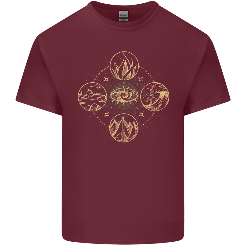Celestial Elements Astrology Star Sign Mens Cotton T-Shirt Tee Top Maroon