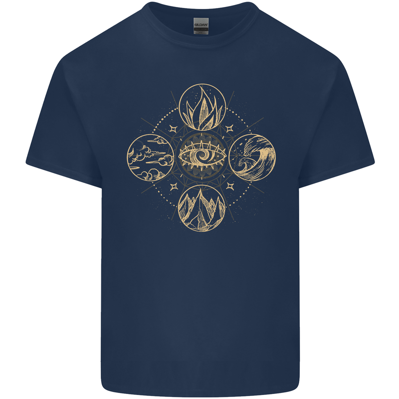 Celestial Elements Astrology Star Sign Mens Cotton T-Shirt Tee Top Navy Blue