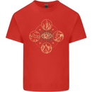 Celestial Elements Astrology Star Sign Mens Cotton T-Shirt Tee Top Red