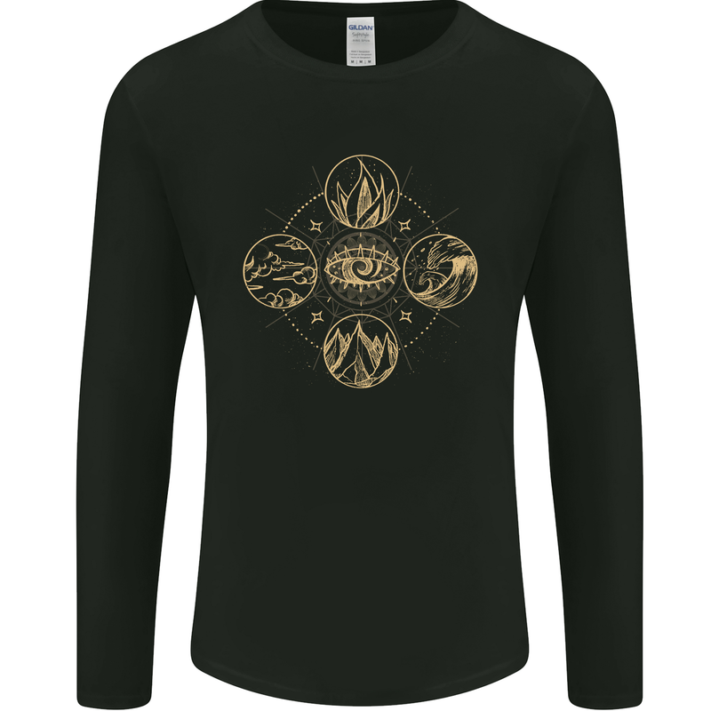 Celestial Elements Astrology Star Sign Mens Long Sleeve T-Shirt Black