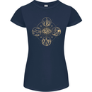 Celestial Elements Astrology Star Sign Womens Petite Cut T-Shirt Navy Blue