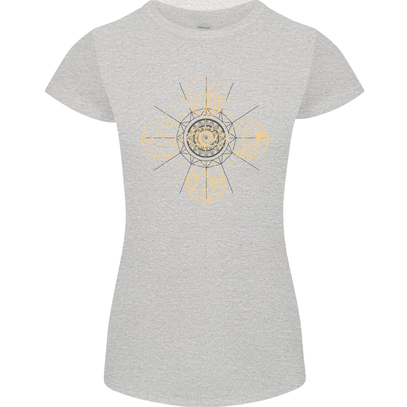 Celestial Elements Astrology Star Sign Womens Petite Cut T-Shirt Sports Grey