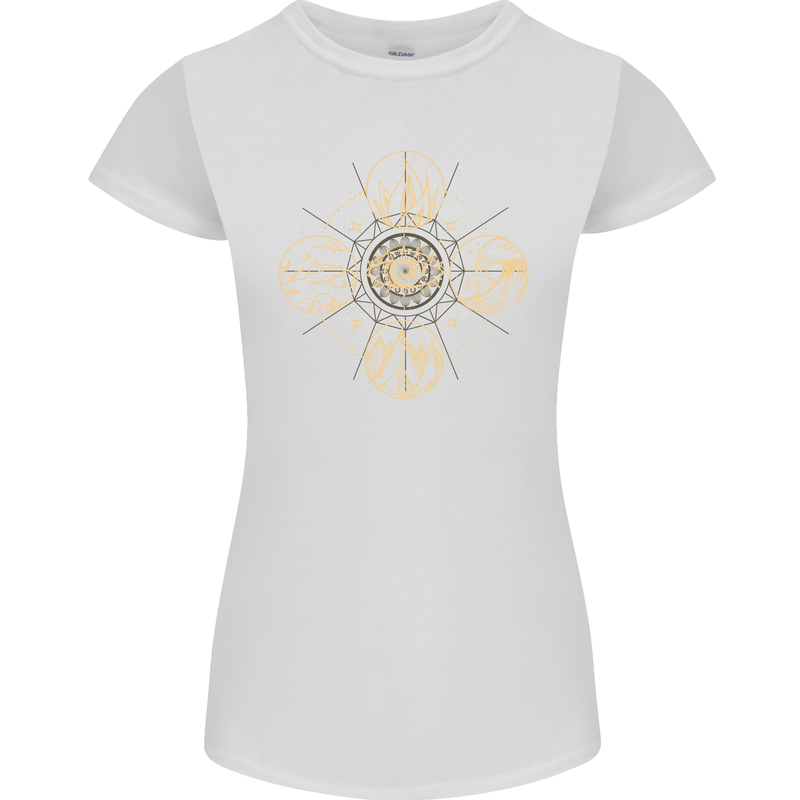 Celestial Elements Astrology Star Sign Womens Petite Cut T-Shirt White