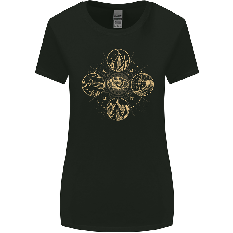 Celestial Elements Astrology Star Sign Womens Wider Cut T-Shirt Black