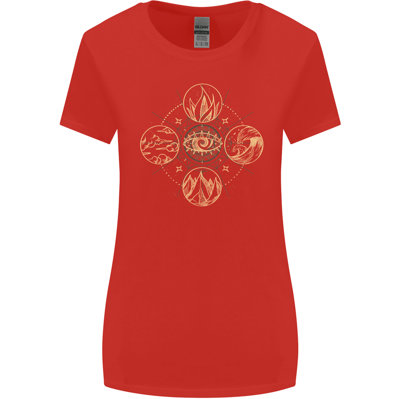 Celestial Elements Astrology Star Sign Womens Wider Cut T-Shirt Red