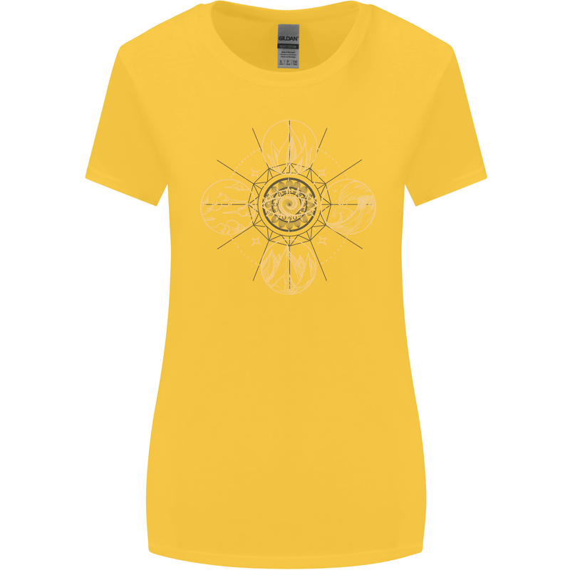 Celestial Elements Astrology Star Sign Womens Wider Cut T-Shirt Yellow