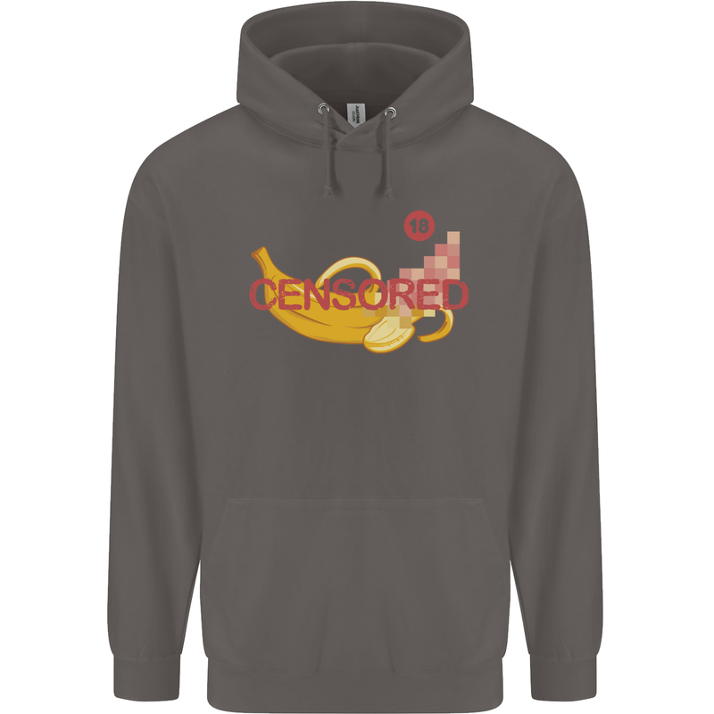 Censored Banana Funny Rude Sexy Mens 80% Cotton Hoodie Charcoal