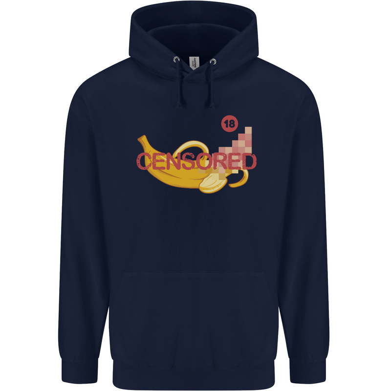Censored Banana Funny Rude Sexy Mens 80% Cotton Hoodie Navy Blue