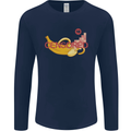 Censored Banana Funny Rude Sexy Mens Long Sleeve T-Shirt Navy Blue