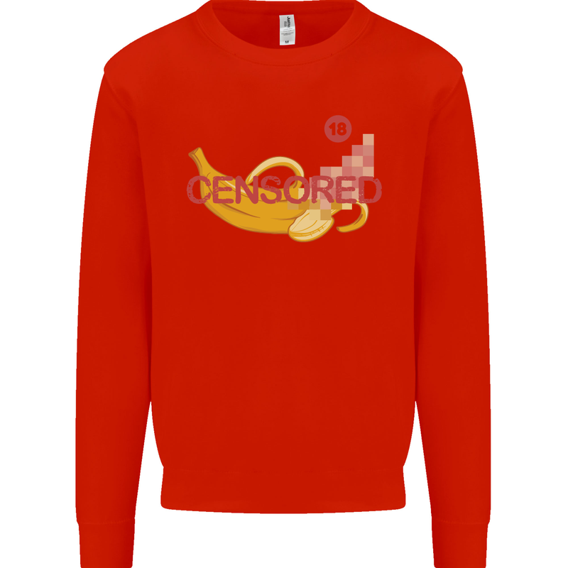 Censored Banana Funny Rude Sexy Mens Sweatshirt Jumper Bright Red