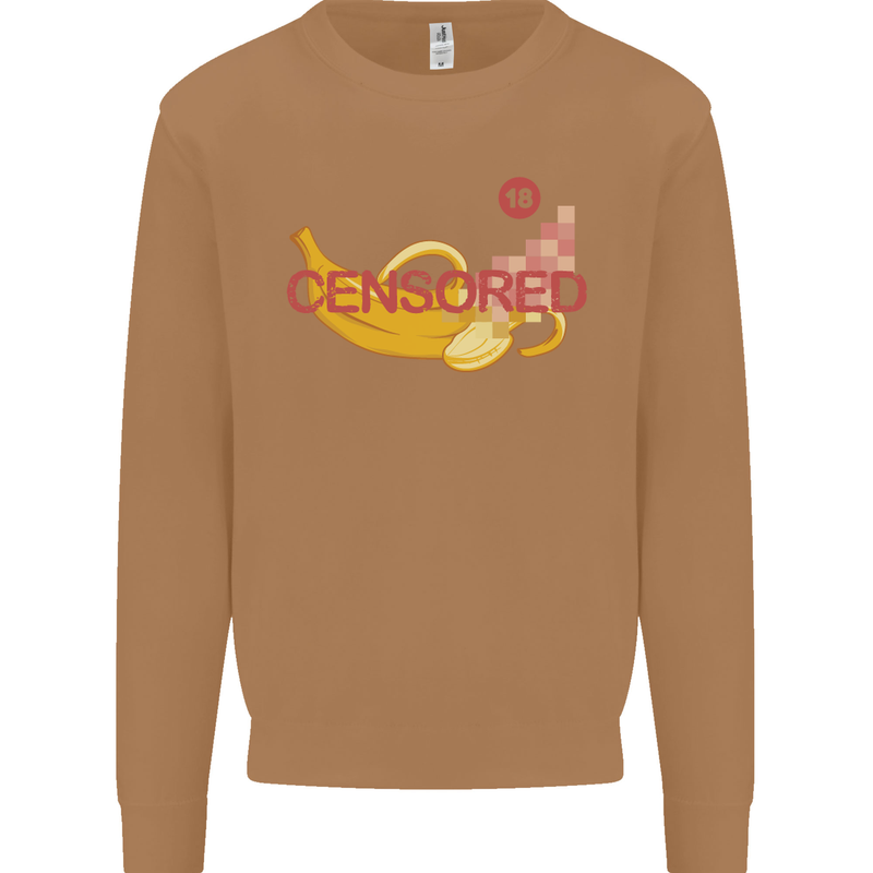 Censored Banana Funny Rude Sexy Mens Sweatshirt Jumper Caramel Latte