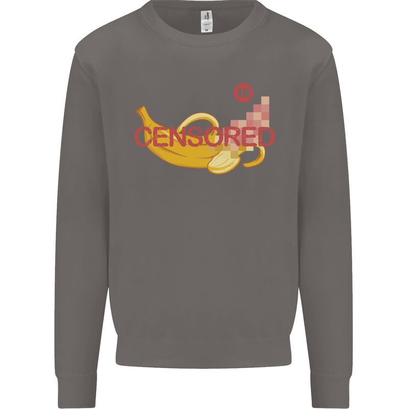 Censored Banana Funny Rude Sexy Mens Sweatshirt Jumper Charcoal
