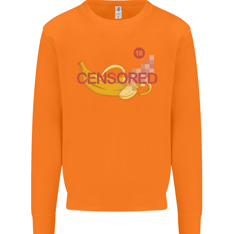 Censored Banana Funny Rude Sexy Mens Sweatshirt Jumper Orange
