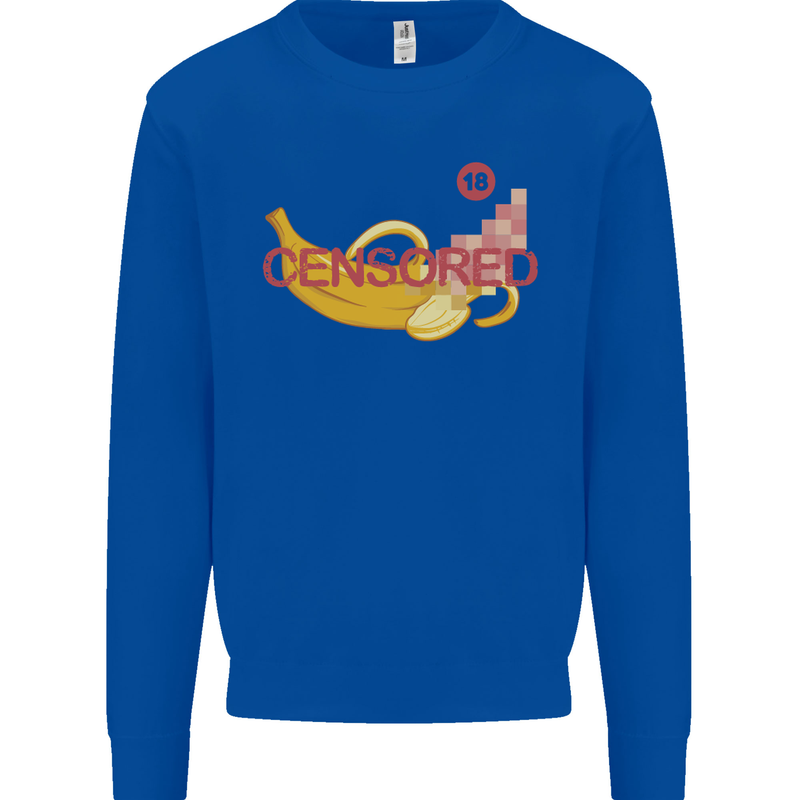 Censored Banana Funny Rude Sexy Mens Sweatshirt Jumper Royal Blue