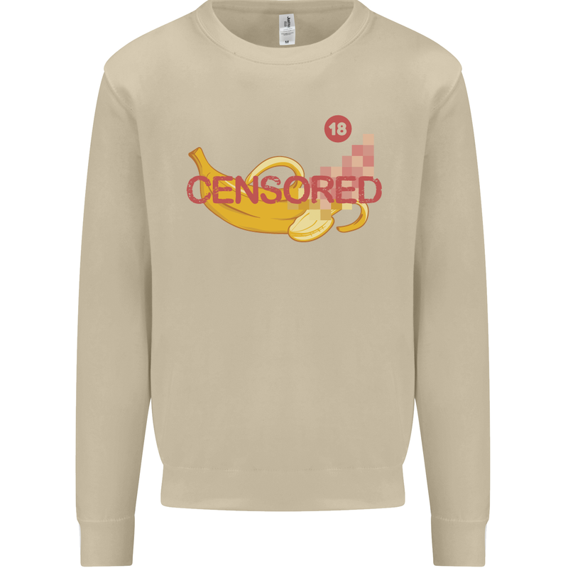 Censored Banana Funny Rude Sexy Mens Sweatshirt Jumper Sand