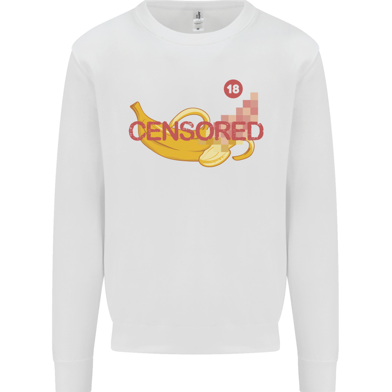 Censored Banana Funny Rude Sexy Mens Sweatshirt Jumper White