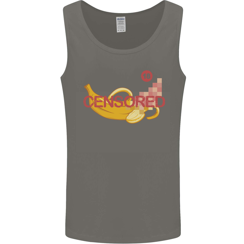 Censored Banana Funny Rude Sexy Mens Vest Tank Top Charcoal