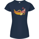 Censored Banana Funny Rude Sexy Womens Petite Cut T-Shirt Navy Blue