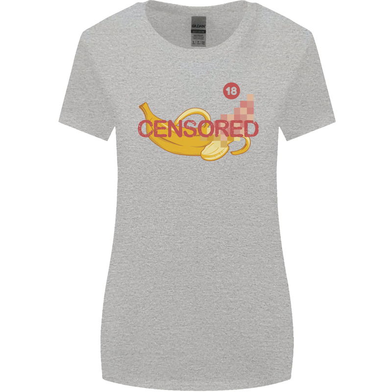 Censored Banana Funny Rude Sexy Womens Wider Cut T-Shirt Sports Grey