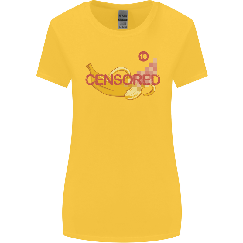 Censored Banana Funny Rude Sexy Womens Wider Cut T-Shirt Yellow