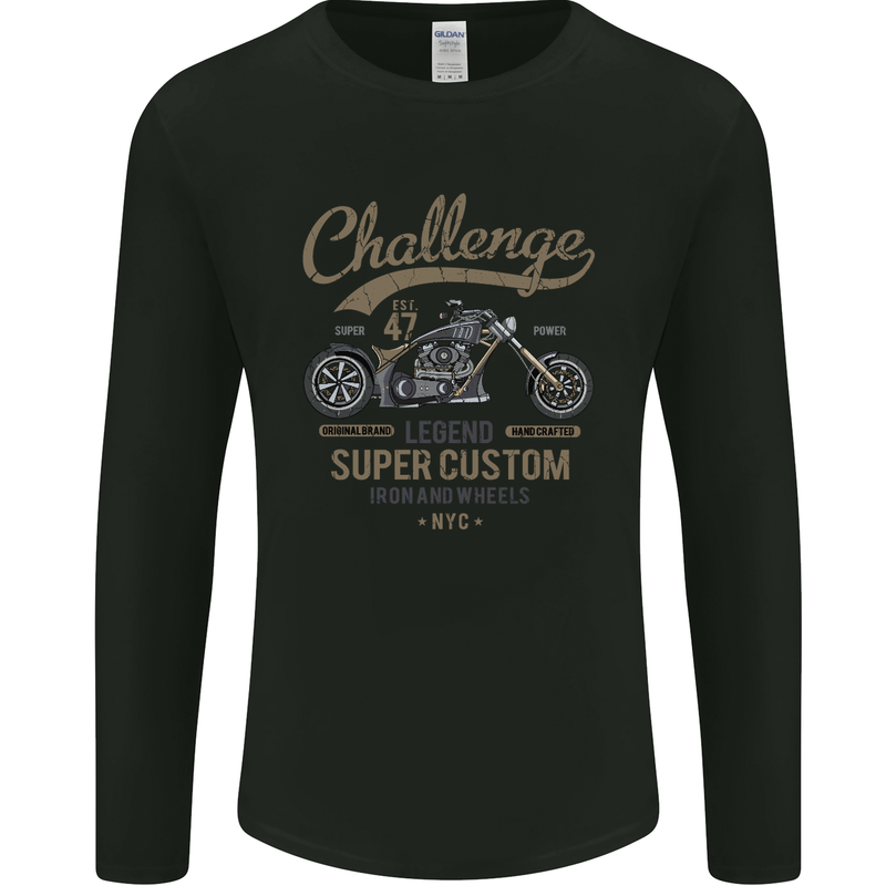 Challenge Legend Custom Chopper Motorbike Mens Long Sleeve T-Shirt Black