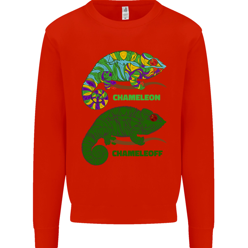 Chameleoff Chameleon Funny Off On Mens Sweatshirt Jumper Bright Red