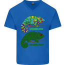 Chameleoff Chameleon Funny Off On Mens V-Neck Cotton T-Shirt Royal Blue