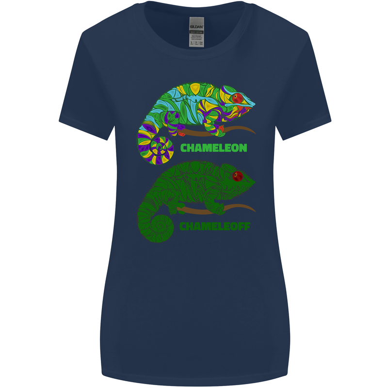 Chameleoff Chameleon Funny Off On Womens Wider Cut T-Shirt Navy Blue