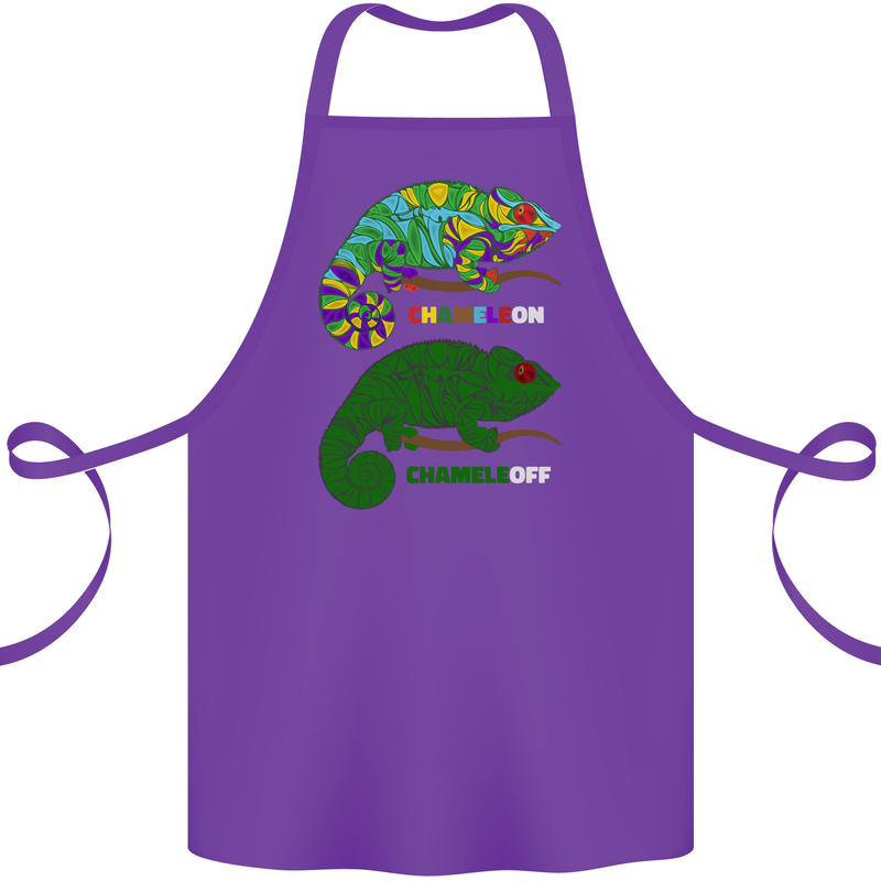 Chameleon Chameleoff Funny Off On Cotton Apron 100% Organic Purple