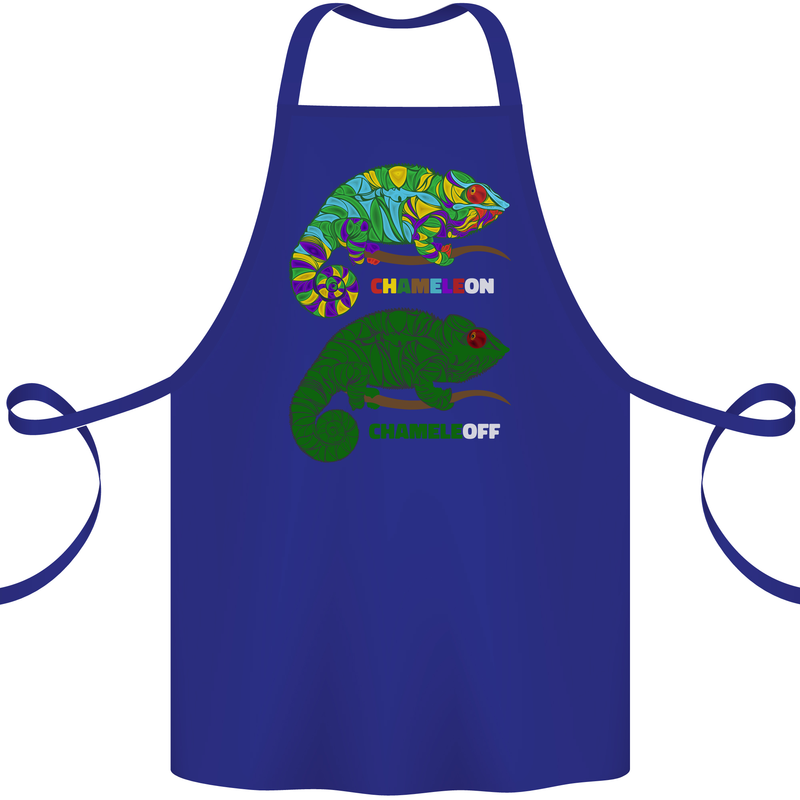 Chameleon Chameleoff Funny Off On Cotton Apron 100% Organic Royal Blue
