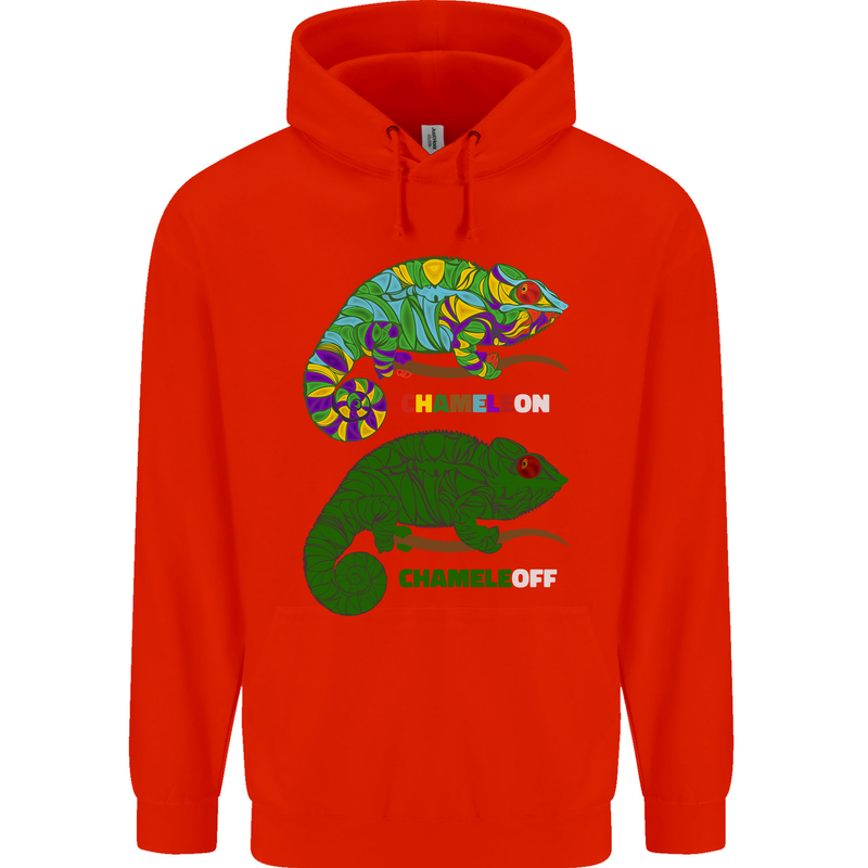 Chameleon Chameleoff Funny Off On Mens 80% Cotton Hoodie Bright Red