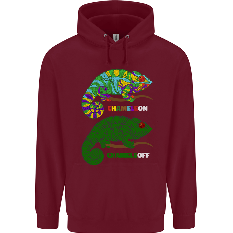 Chameleon Chameleoff Funny Off On Mens 80% Cotton Hoodie Maroon
