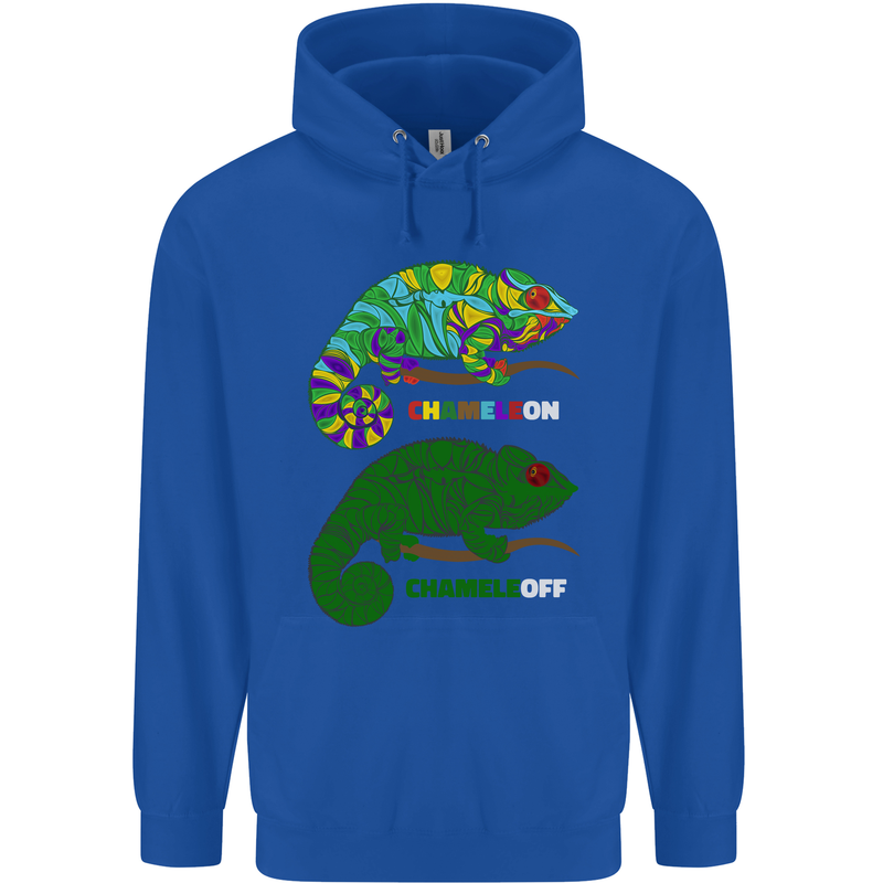 Chameleon Chameleoff Funny Off On Mens 80% Cotton Hoodie Royal Blue